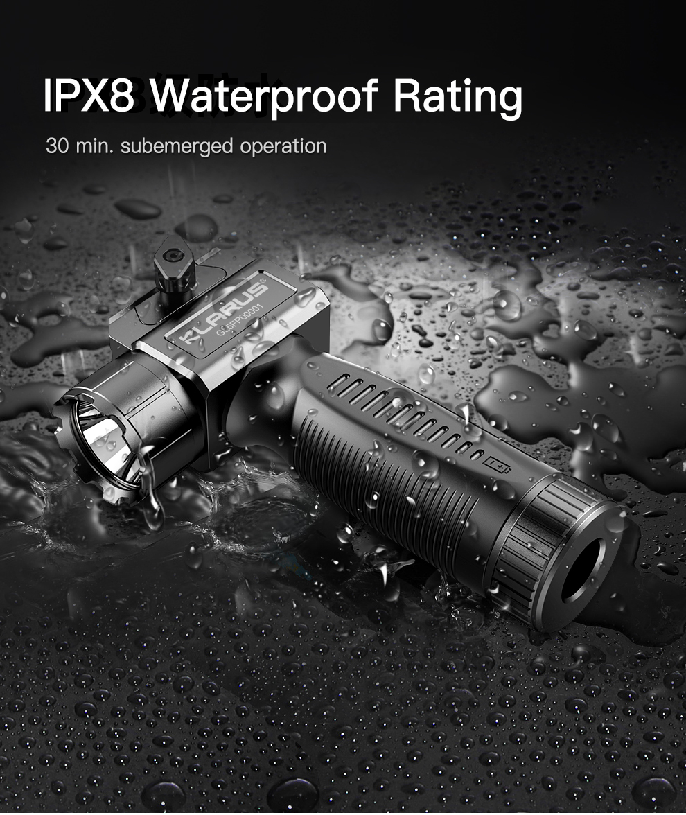 IPX8 Waterproof Rating, 30 min. subemerged operation